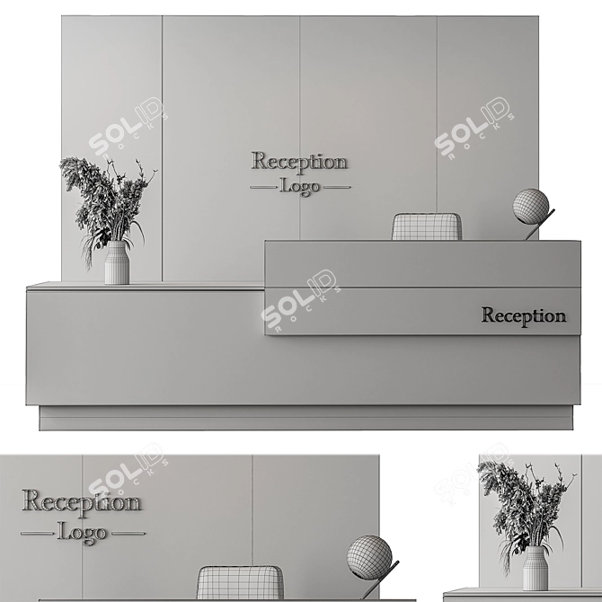Modern Reception Desk Office Furniture 3D model image 4