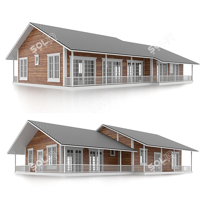 Spacious Wooden House 220sqm 3D model image 1