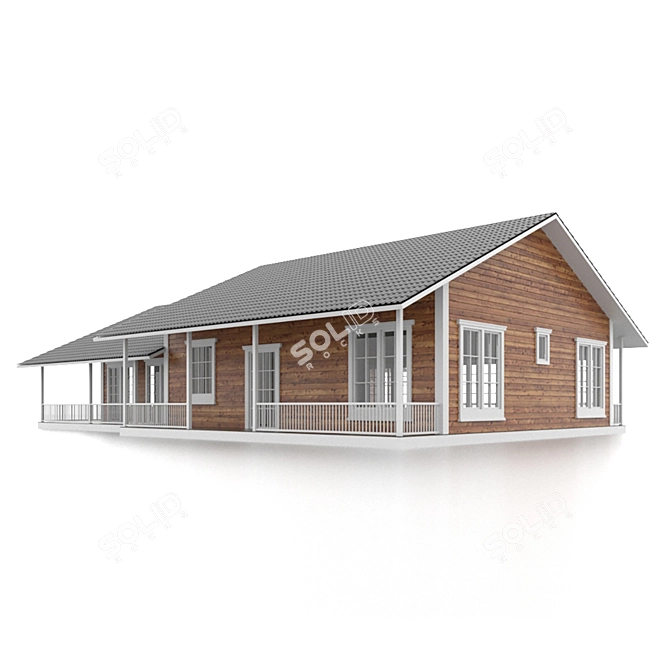 Spacious Wooden House 220sqm 3D model image 2