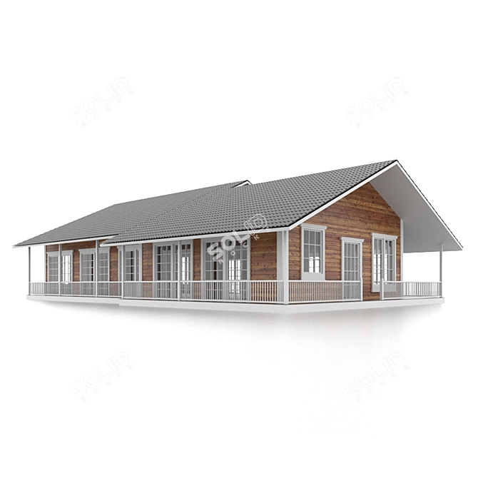 Spacious Wooden House 220sqm 3D model image 3