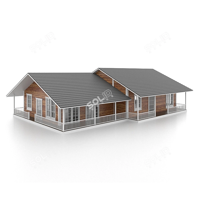 Spacious Wooden House 220sqm 3D model image 4