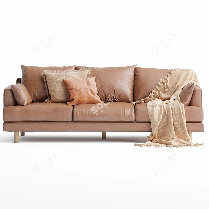 Premium 3-Seater Sofa: Luxury Living 3D model image 2