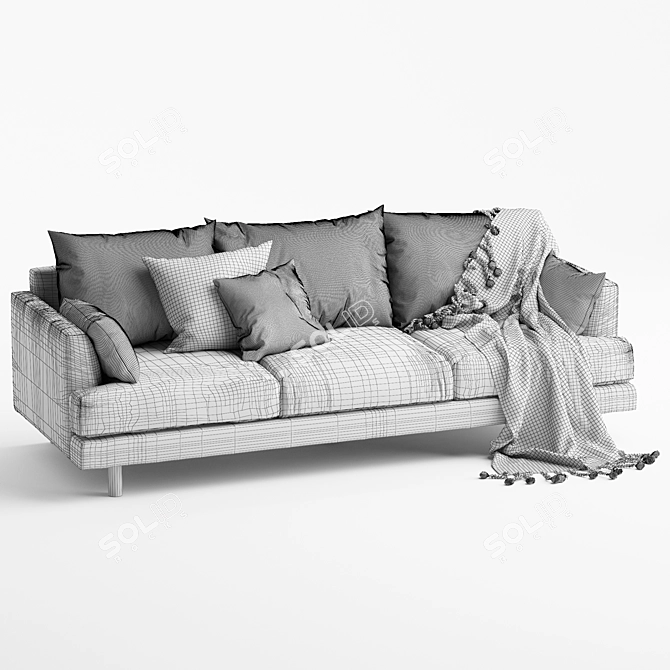 Premium 3-Seater Sofa: Luxury Living 3D model image 7