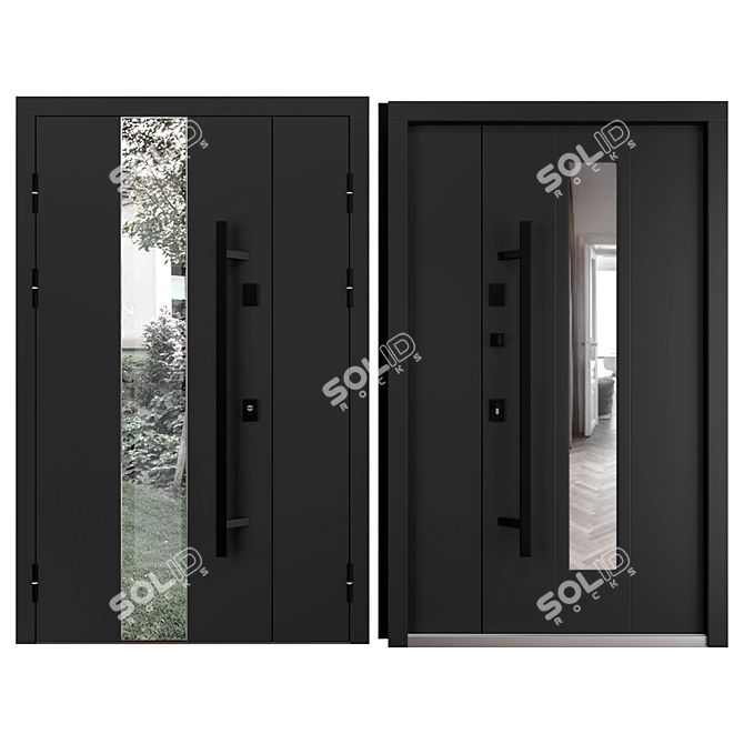 UFO Black Entry Door Set 3D model image 3