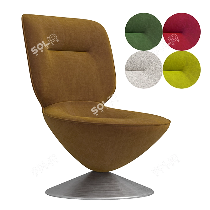 Sleek Moon Swivel Lounge Chair 3D model image 1