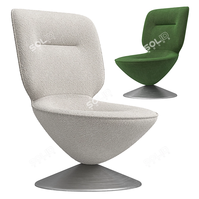 Sleek Moon Swivel Lounge Chair 3D model image 2