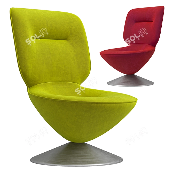 Sleek Moon Swivel Lounge Chair 3D model image 3