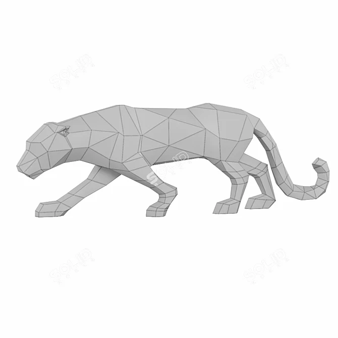 Geometric Black Leopard Figurine Decor 3D model image 2