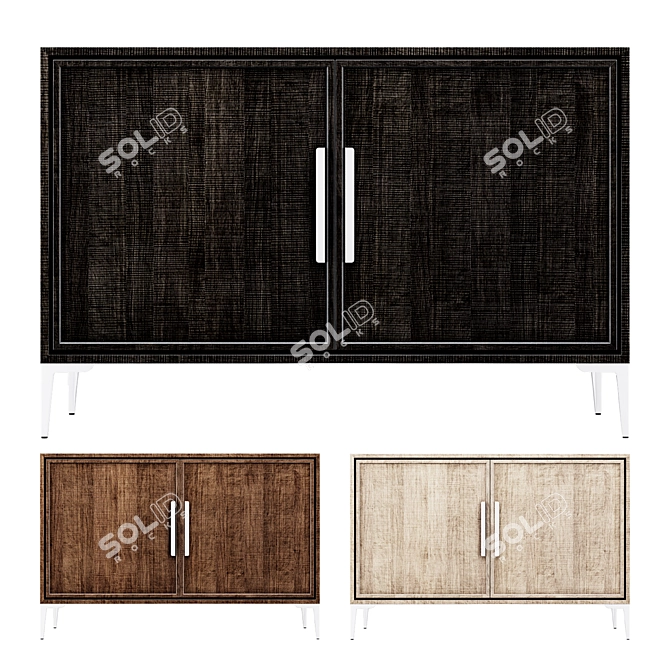 Handcrafted Modern Buffet with Platan Veneer 3D model image 1