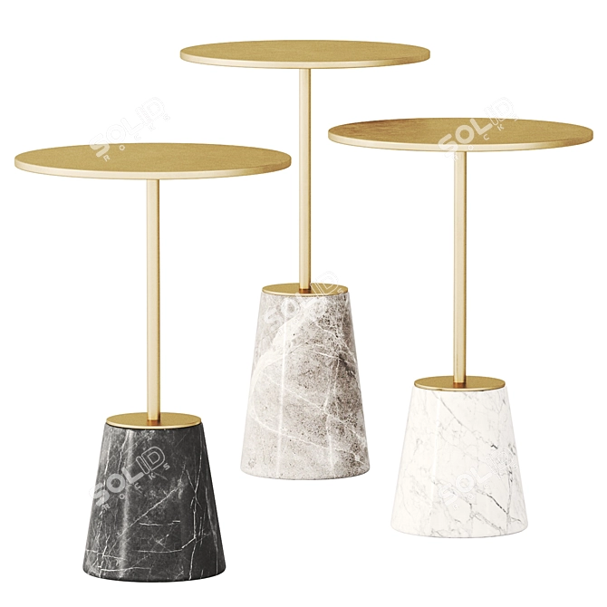 Elegant Stone Metal Side Table 3D model image 1