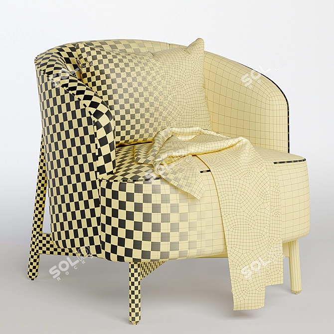 Elegant Copine Fabric Armchair: 3 Color Choices 3D model image 6