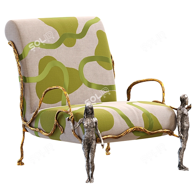 Sleek Modern Mattia Bonetti Armchair 3D model image 1