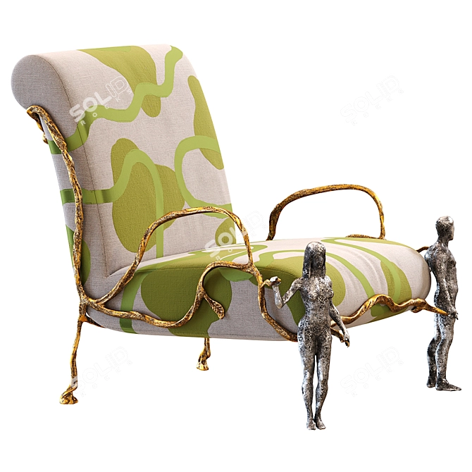 Sleek Modern Mattia Bonetti Armchair 3D model image 2