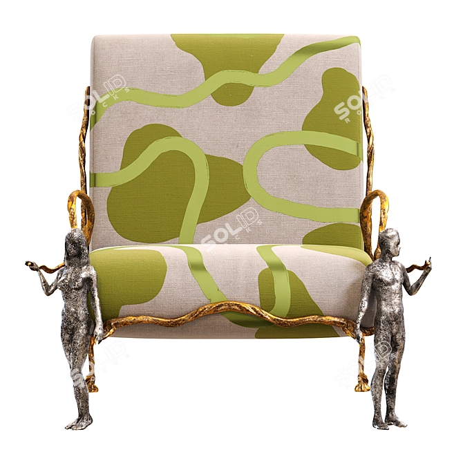 Sleek Modern Mattia Bonetti Armchair 3D model image 3