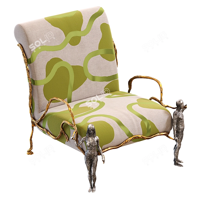 Sleek Modern Mattia Bonetti Armchair 3D model image 4