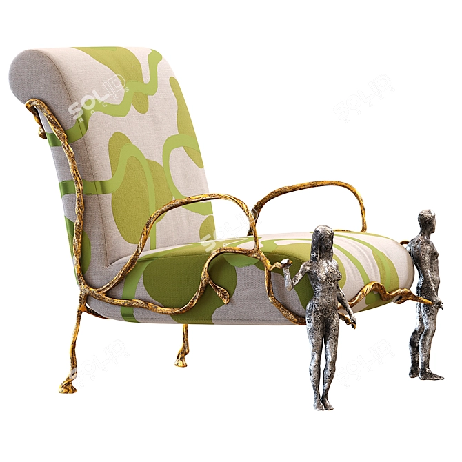 Sleek Modern Mattia Bonetti Armchair 3D model image 5