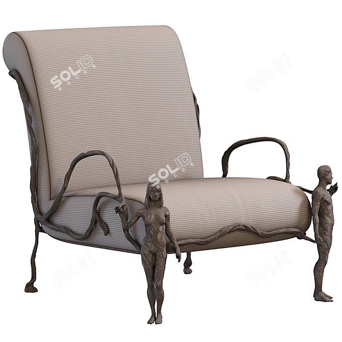 Sleek Modern Mattia Bonetti Armchair 3D model image 7