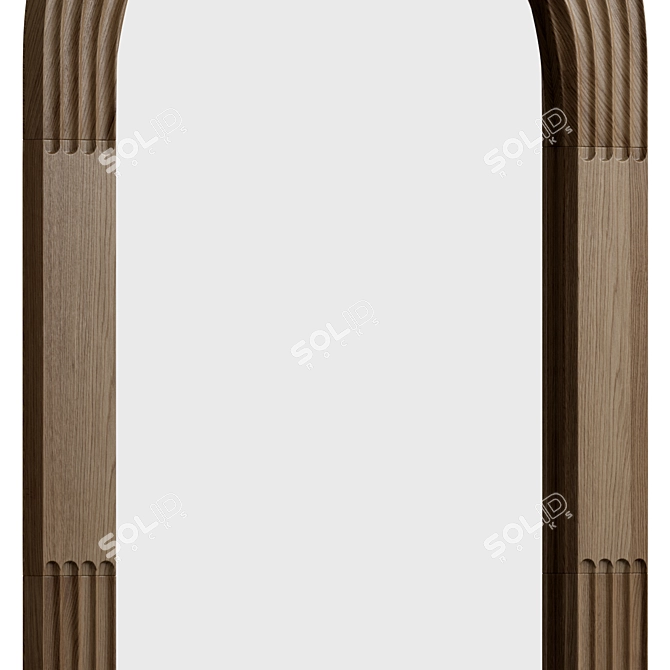 Elegant Wood Textured Oval Mirror 3D model image 4