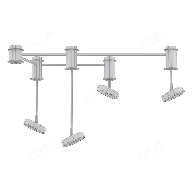 Black Ceiling Lamp with 4 Fixtures 3D model image 2