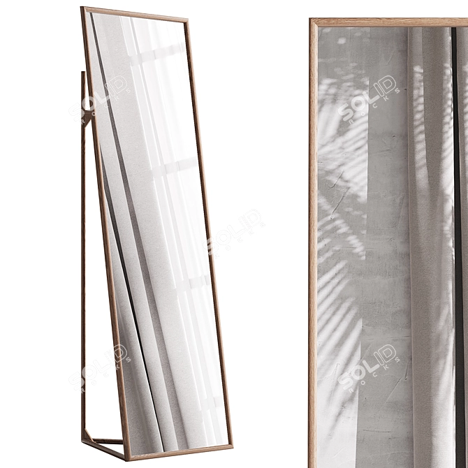 Zindlo Walnut Framed Psyche Mirror 3D model image 2