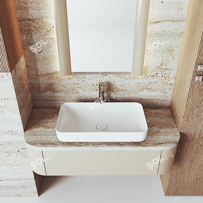 Modern Bathroom Sink and Mixer 3D model image 2