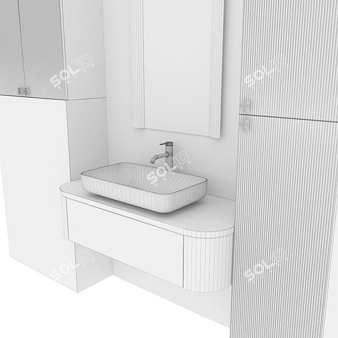 Modern Bathroom Sink and Mixer 3D model image 4