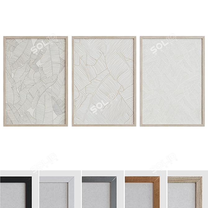 Modern Abstract Picture Frame Set 3D model image 1