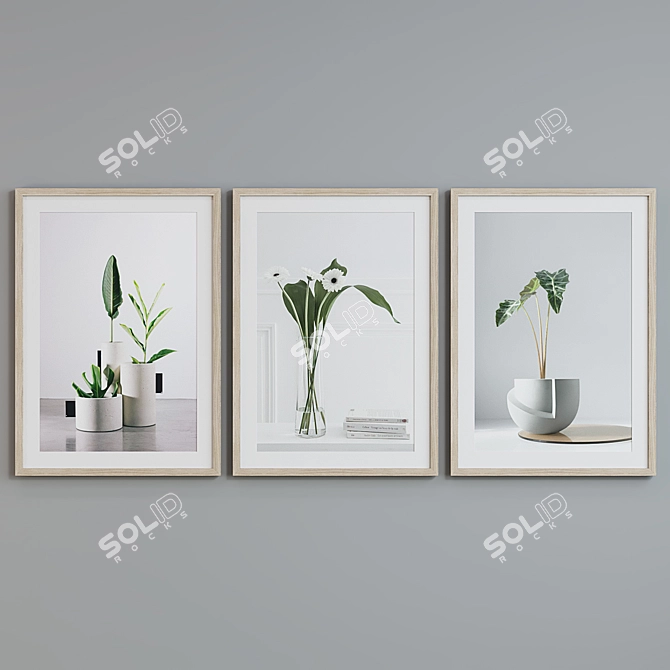 Modern Plant Still Life Frames Set 3D model image 3