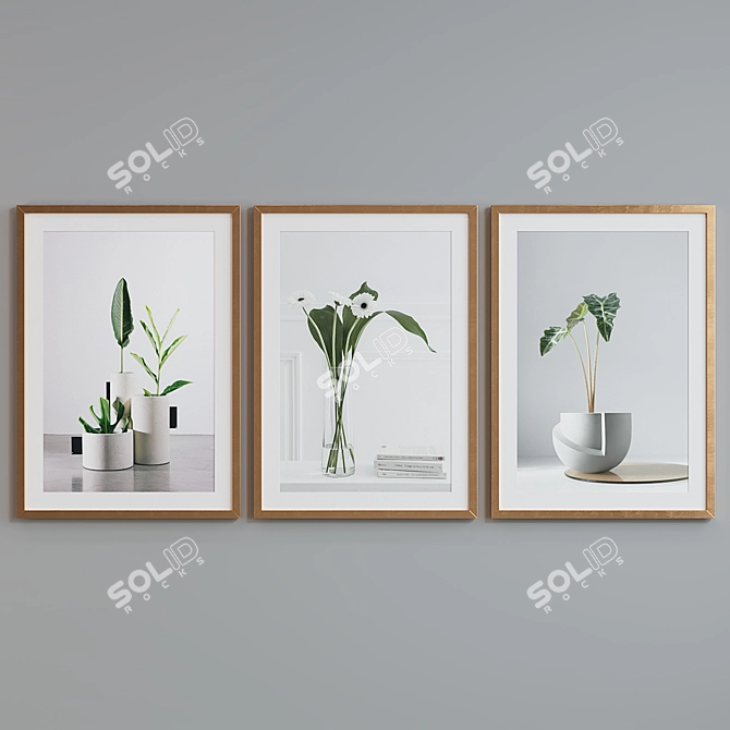 Modern Plant Still Life Frames Set 3D model image 4
