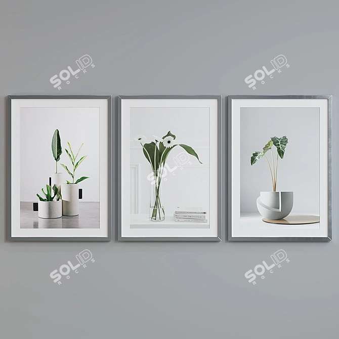 Modern Plant Still Life Frames Set 3D model image 5