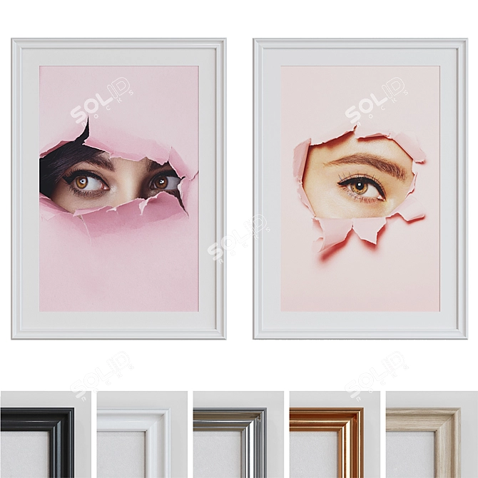 Classic Portrait Picture Frame Set 3D model image 1