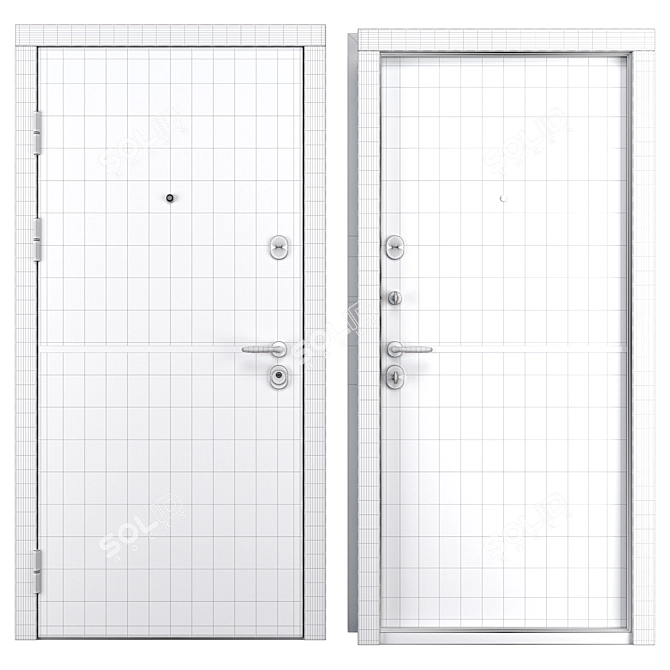 Modern Entry Metal Door Set 3D model image 4