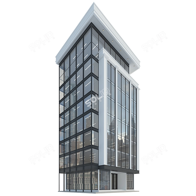 Detailed Modern Office Building Model 3D model image 1