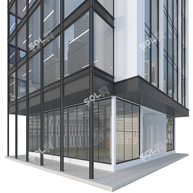 Detailed Modern Office Building Model 3D model image 2