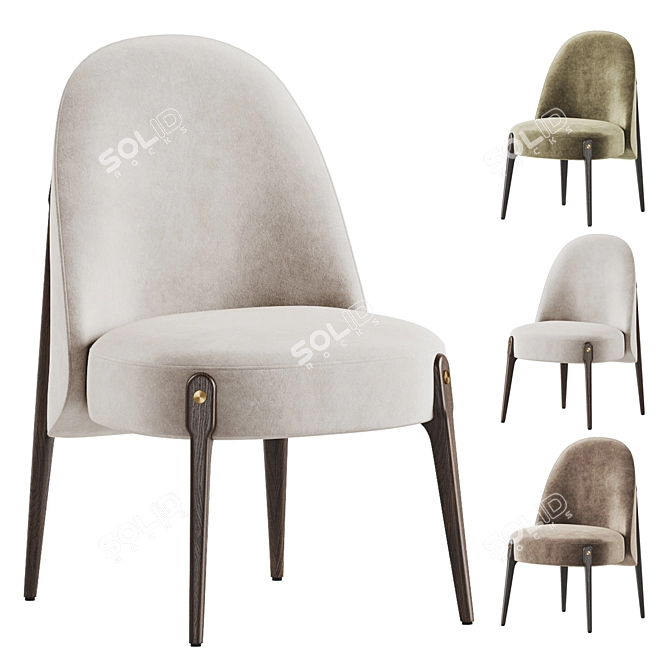 Velvet Upholstered Ames Dining Chair 3D model image 1