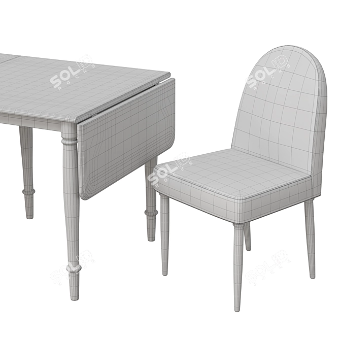 Danderyd Drop Leaf Table Set 3D model image 7