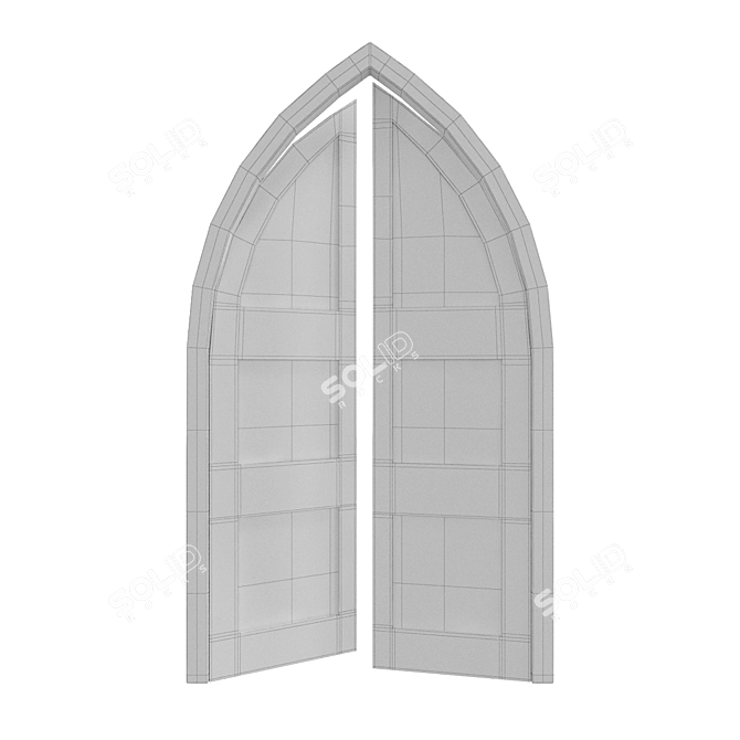 Gothic Quadro Wooden Door 300cm 3D model image 2