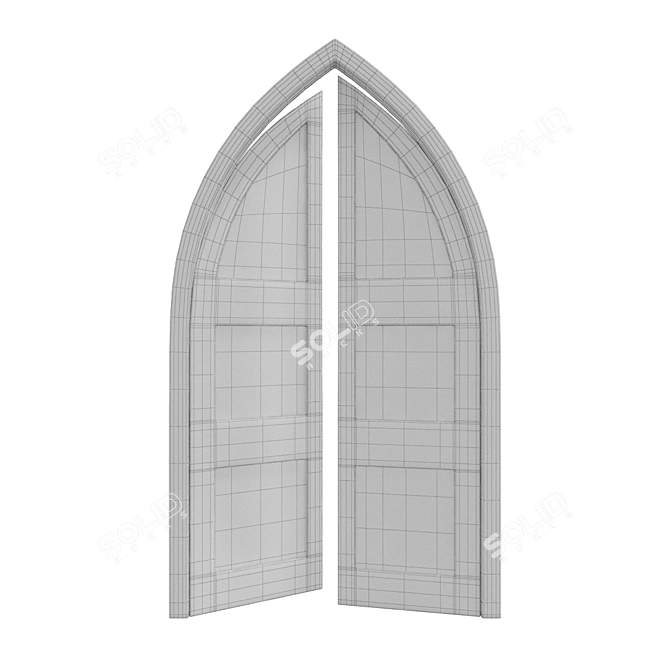 Gothic Quadro Wooden Door 300cm 3D model image 3