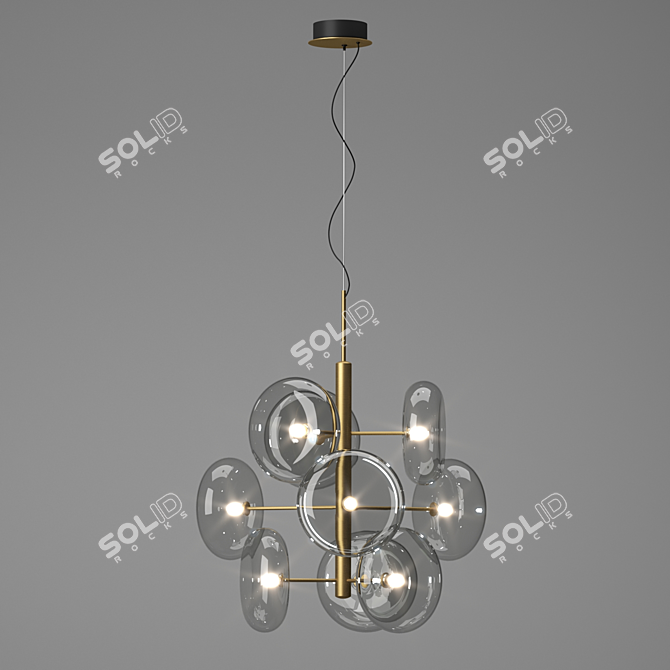 Lux Brass Pendulum Chandelier 3D model image 1