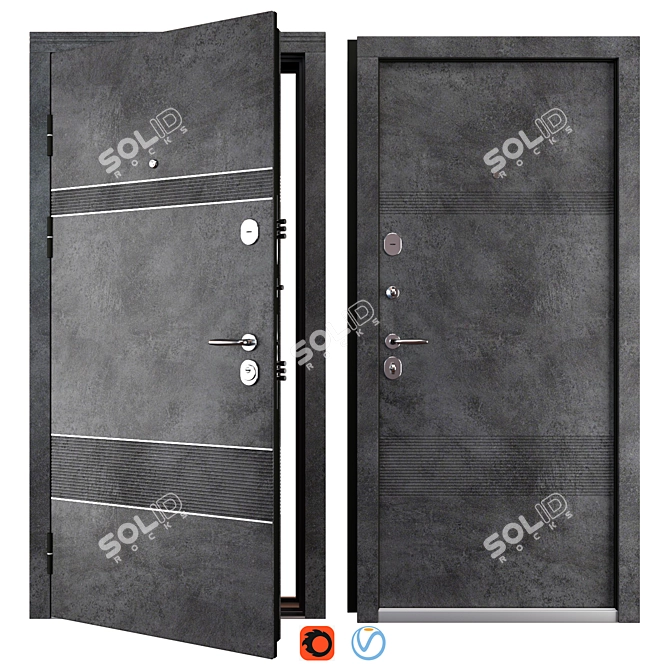 Louna Entry Metal Door 3D model image 1