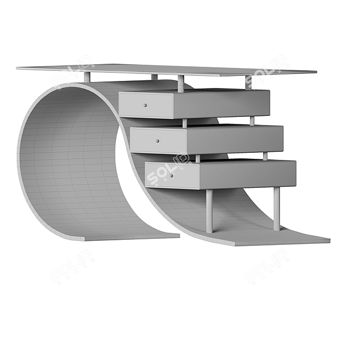 Curved Designer Table with Unique Base 3D model image 3