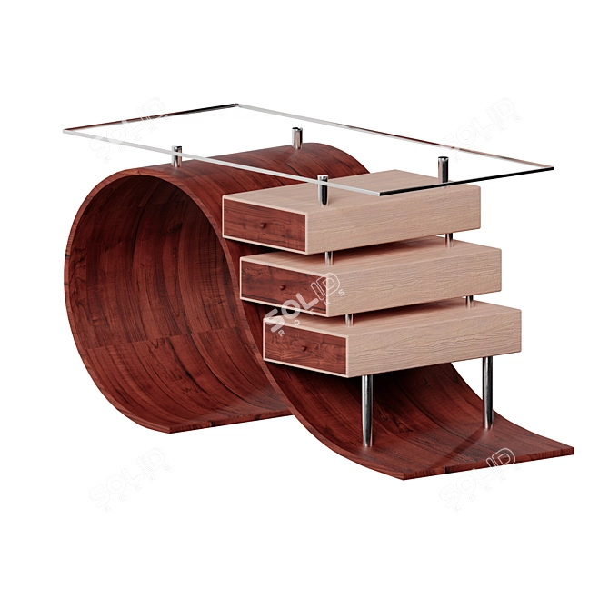 Curved Designer Table with Unique Base 3D model image 5