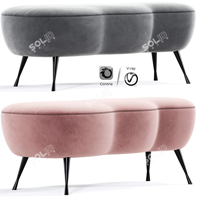 Modern Bench Footstool Design 3D model image 1