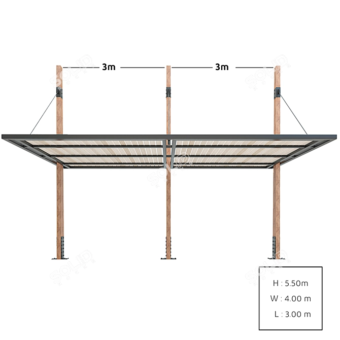 Expandable Modern Wooden Canopy 3D model image 3