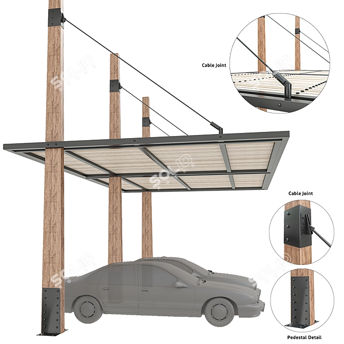 Expandable Modern Wooden Canopy 3D model image 5