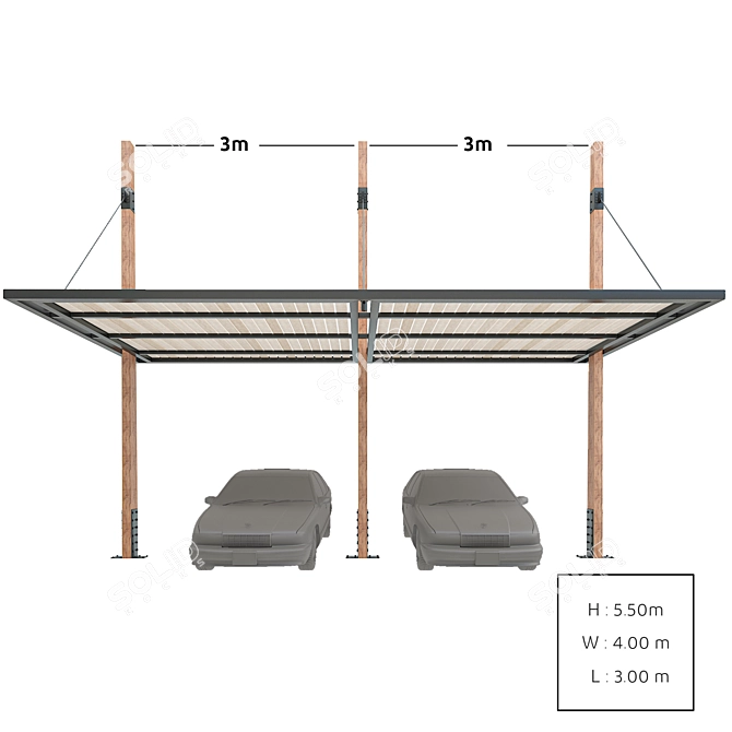 Expandable Modern Wooden Canopy 3D model image 6