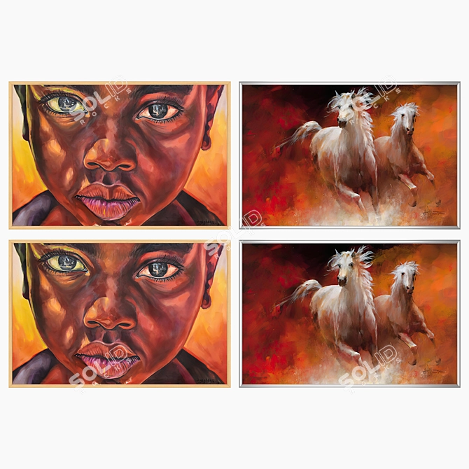 Gallery Art Set with Frames 3D model image 3