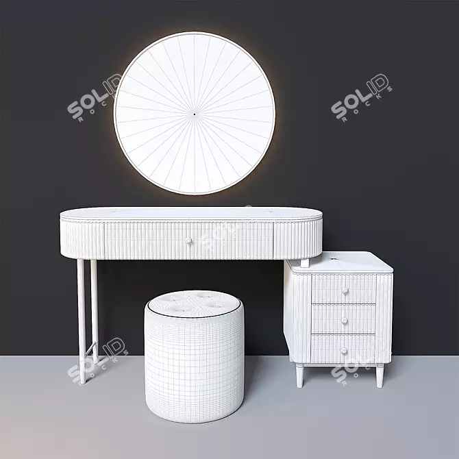 Elegant Vanity Set with Mirror 3D model image 5