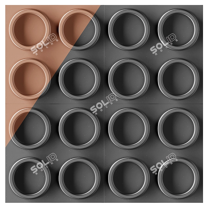 3D Gypsum Rings Wall Panel 3D model image 1