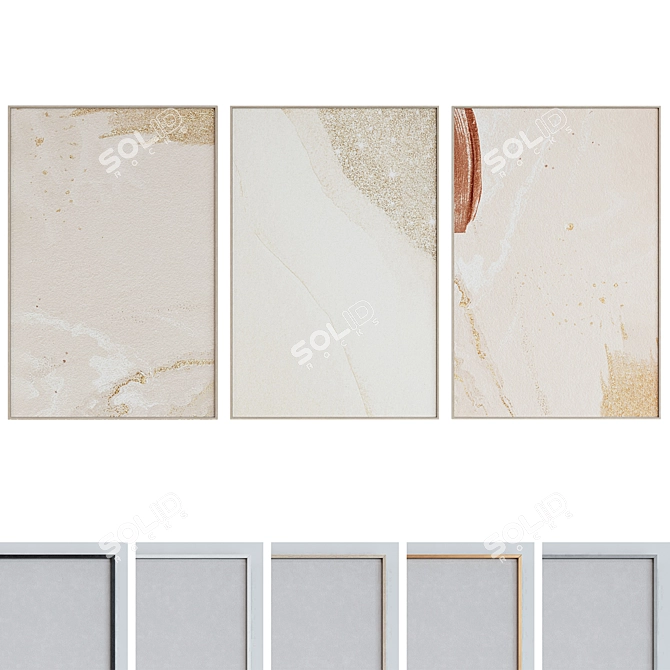 Abstract Modern Picture Frame Set 3D model image 1